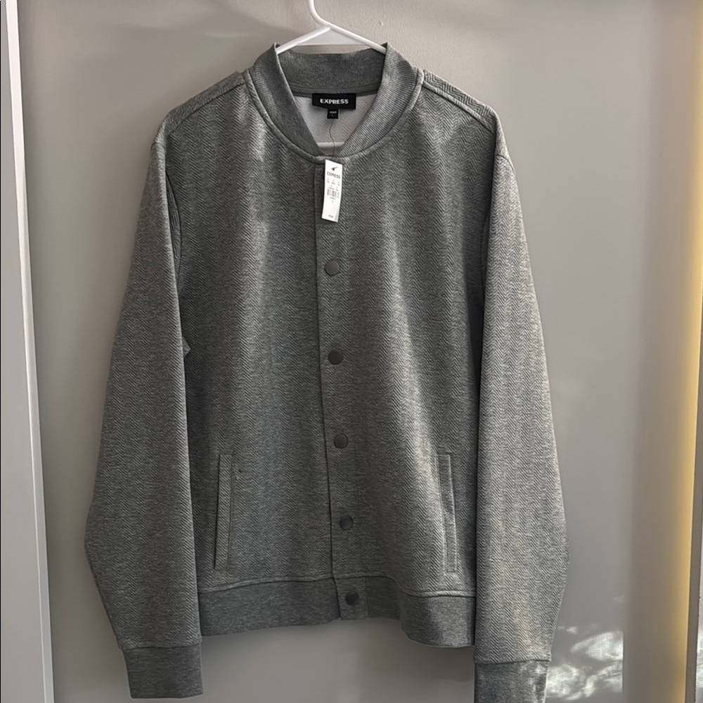 Express Heather Gray Button-Up Jacket